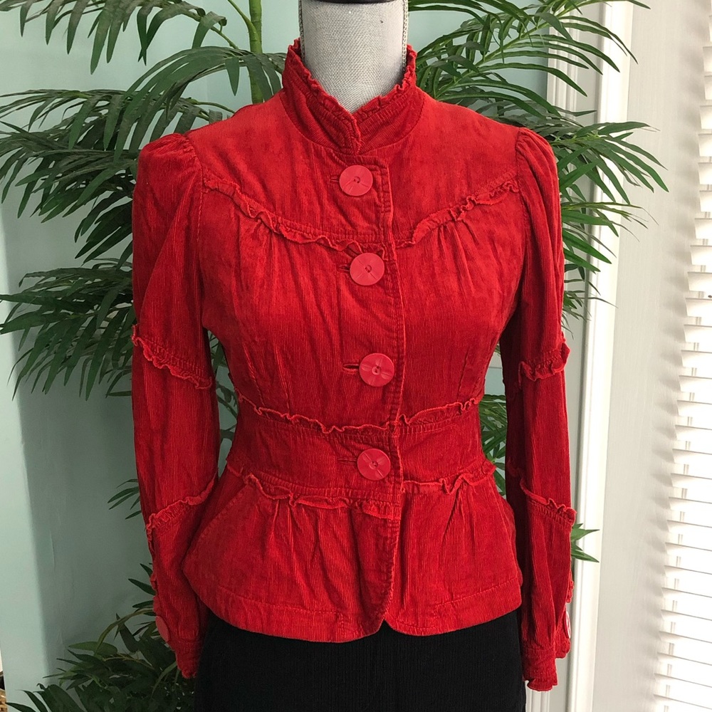 Anthropologie Elevenses Red Corduroy Jacket